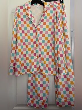 Buckley Multicolor Checkered Pajama Set - Pink, Teal, Orange, Yellow, Cream